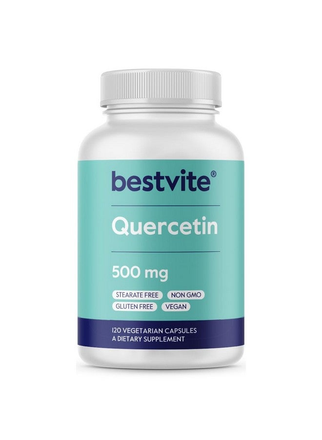 BESTVITE Quercetin 500mg (120 Vegetarian Capsules) - No Stearates - No Silicon Dioxide - Vegan - Non GMO - Gluten Free - Image 1