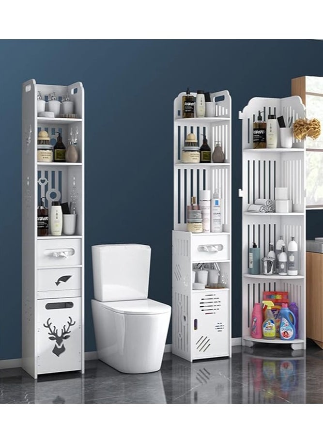 NOAEOU - Free Standing Corner Bathroom Floor Cabinet with Doors with Open Shelf and Doors - Image 1
