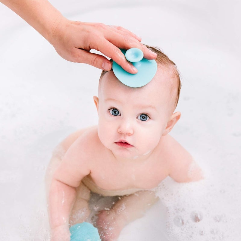 Ubbi Silicone Baby Bath Sponges, Set of 3 Jellyfish Shaped, Suction Cup Handle, Soft on Baby Skin, Cradle Cap, Blue, Red, Yellow, Ages 0+ - Image 5