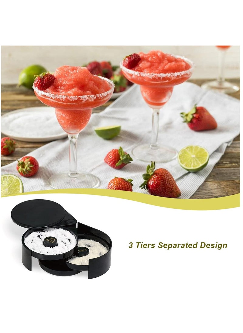 Generic 3-Tier Rotating Glass Rimmer for Margaritas and Cocktails, Salt and Sugar Rimmer with Spice Container, Bartender Tool for Perfectly Rimmed Drinks (Black)  - Image 2