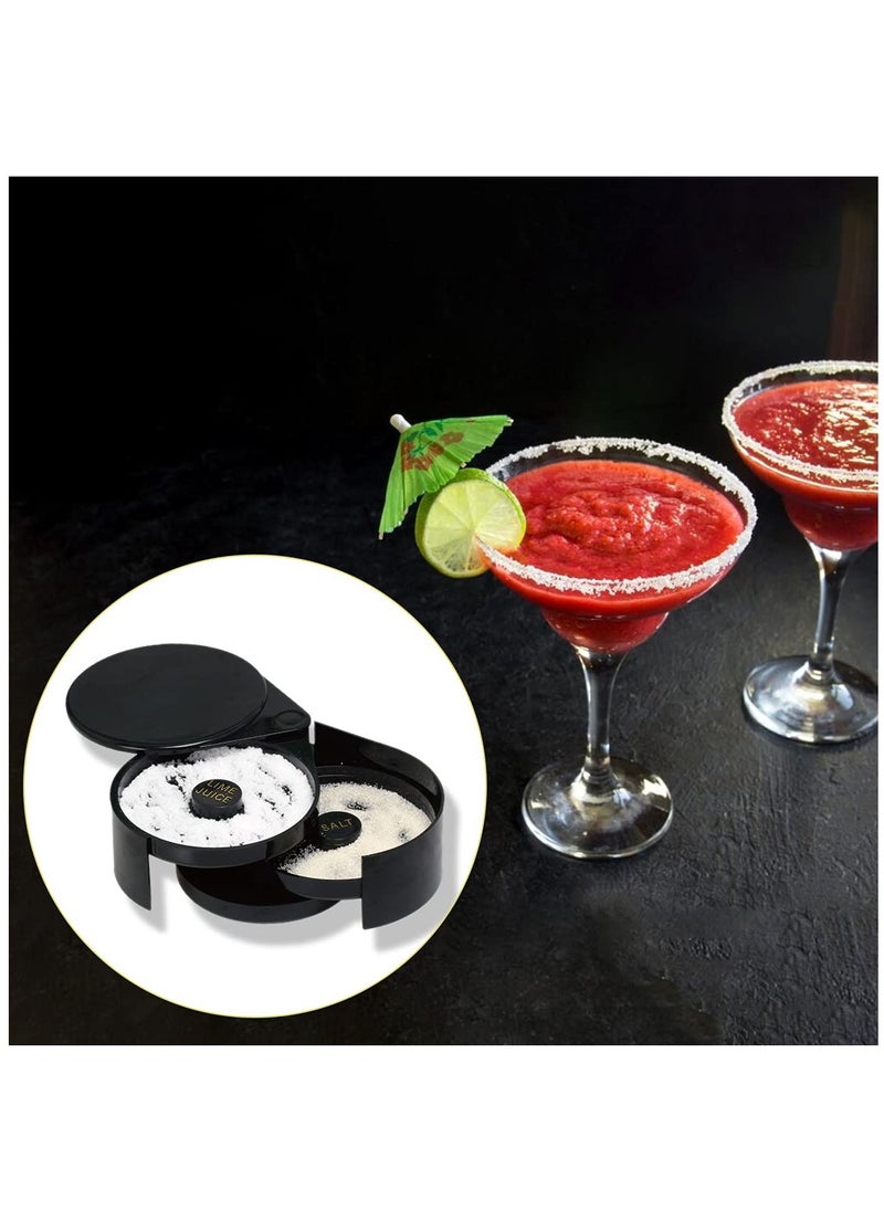 Generic - 3-Tier Rotating Glass Rimmer for Margaritas and Cocktails, Salt and Sugar Rimmer with Spice Container, Bartender Tool for Perfectly Rimmed Drinks (Black) - Image 1
