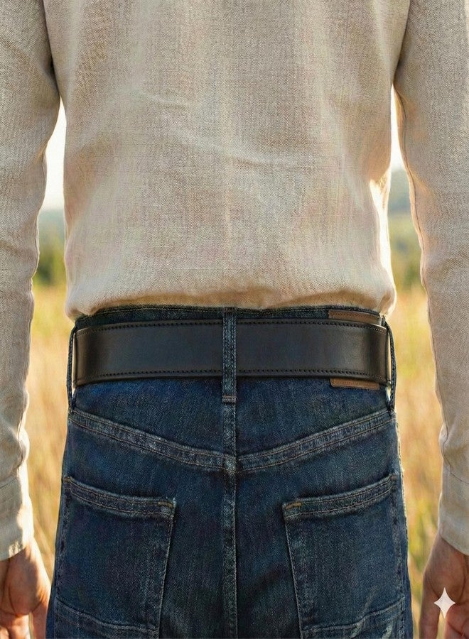BC Belts حزام جلدي من بي سي بيلتس بنقشة عتيقة ممزقة، عرضه 1.5 بوصة، مزود بأزرار كبس (أسود - مقاس متوسط) - Image 3