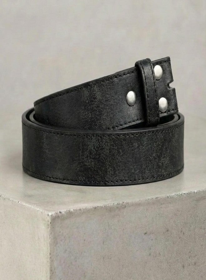 BC Belts حزام جلدي من بي سي بيلتس بنقشة عتيقة ممزقة، عرضه 1.5 بوصة، مزود بأزرار كبس (أسود - مقاس متوسط) - Image 2