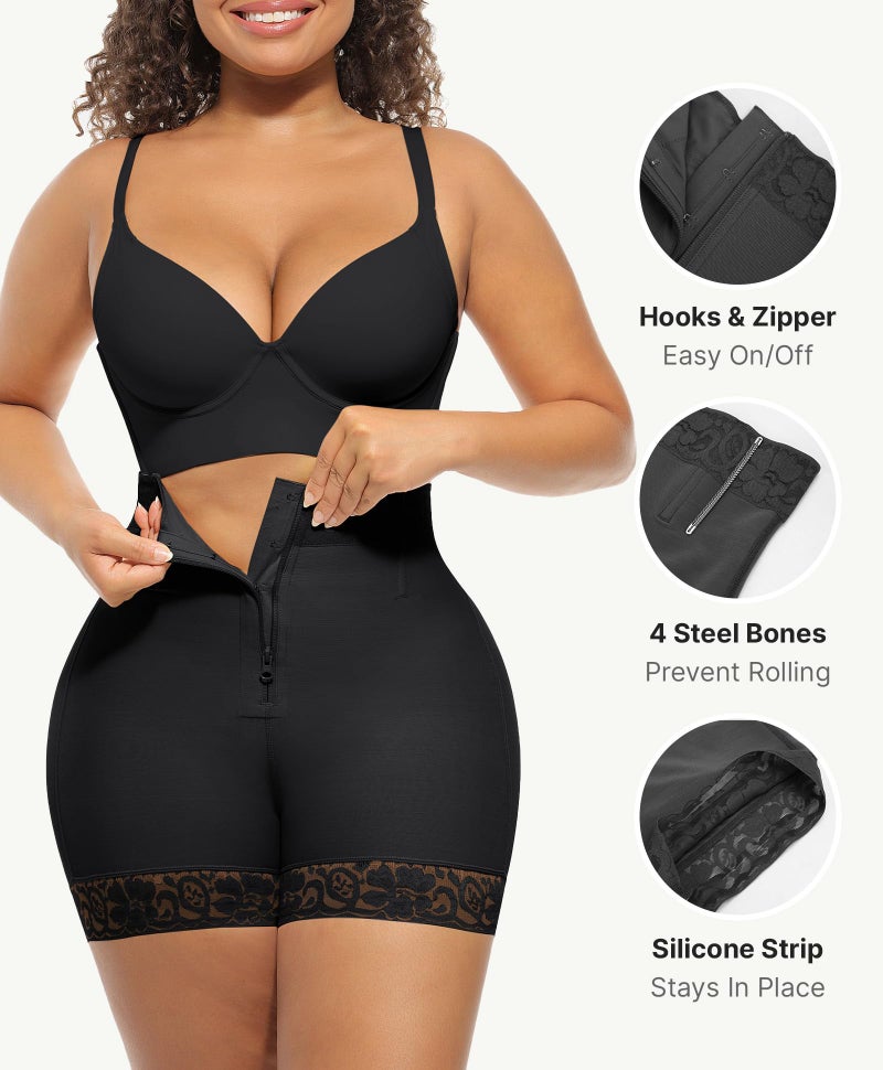 FeelinGirl Body Shaper Shorts Mid-Rise Butt Lifter Shapewear Tummy Control Waist Trainer for Women Black L - Image 5