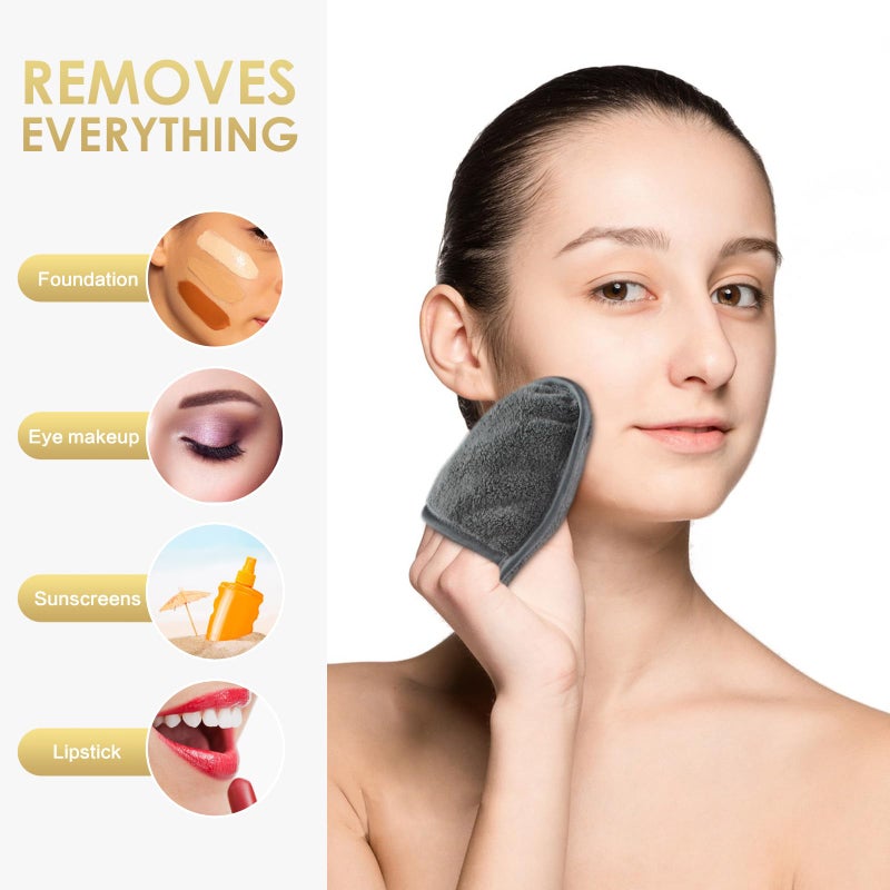 Sinland وسادات إزالة المكياج القابلة لإعادة الاستخدام من SINLAND للوجه والعينين والشفتين، قماش تنظيف وجه ناعم من الألياف الدقيقة لجميع أنواع البشرة، صديقة لإزالة المكياج مع حقيبة غسيل 5.1 بوصة × 3.93 بوصة، رمادي، عبوة من 12 - Image 4
