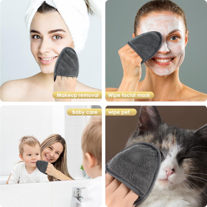 Sinland وسادات إزالة المكياج القابلة لإعادة الاستخدام من SINLAND للوجه والعينين والشفتين، قماش تنظيف وجه ناعم من الألياف الدقيقة لجميع أنواع البشرة، صديقة لإزالة المكياج مع حقيبة غسيل 5.1 بوصة × 3.93 بوصة، رمادي، عبوة من 12 - Image 2