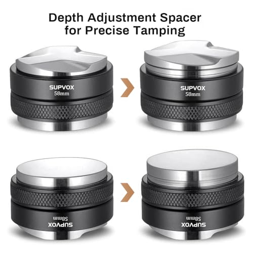 Supvox® Coffee Tamper Double Side Ground Coffee Press Depth Stainless Steel Accessories Adjustable Espresso Leveler & Tamper Fit for 58mm Portafilter - Image 3