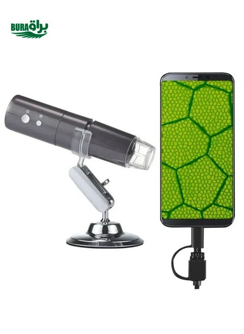 50X~1000X Magnifier HD Image Sensor 1920x1080P USB WiFi Digital Microscope with 8 LED & Professional Stand (Grey)