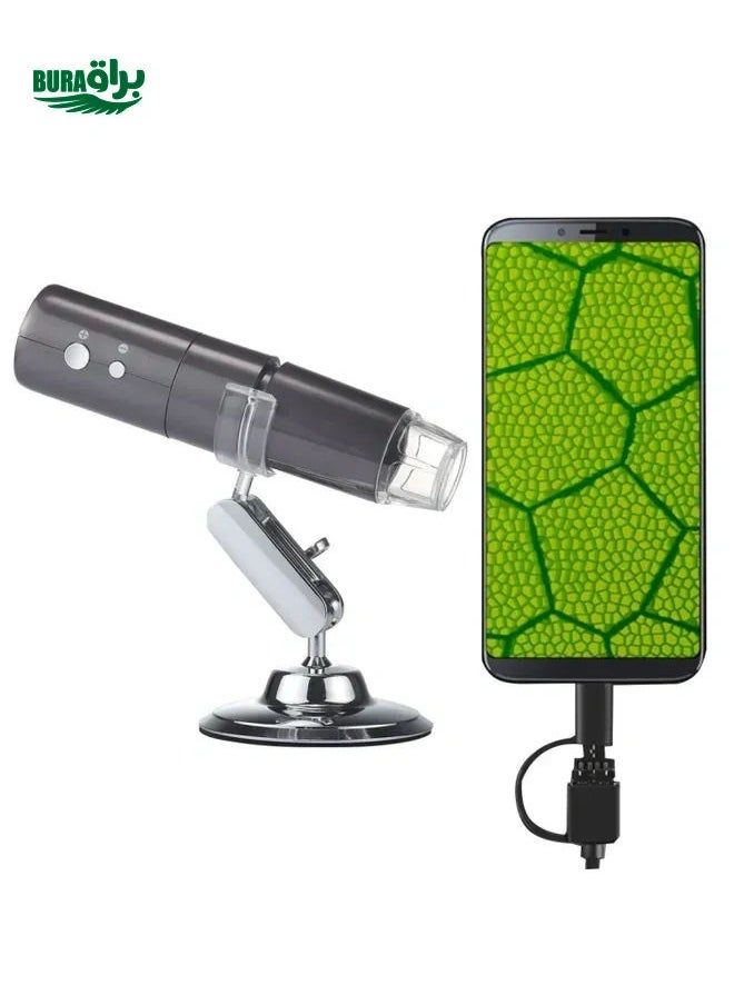 Generic - 50X~1000X Magnifier HD Image Sensor 1920x1080P USB WiFi Digital Microscope with 8 LED & Professional Stand (Grey) - Image 1