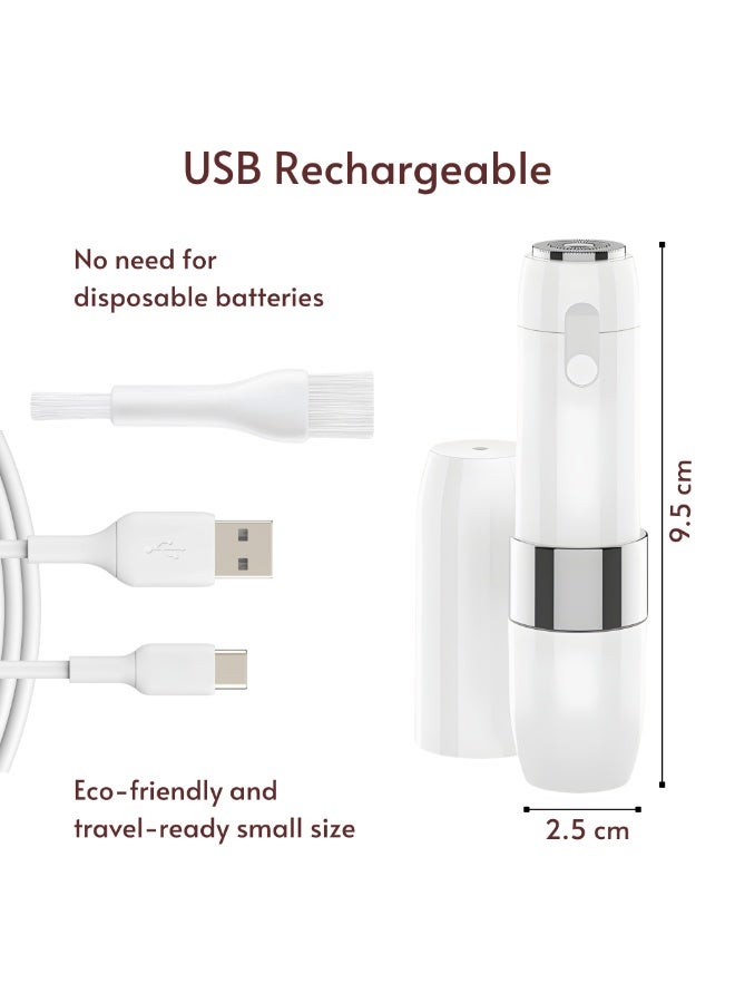 VIO Womens Flawless Facial Hair Remover Eyebrow Trimmer Painless Precision Electric Razor for Face Rechargeable Lipstick Style Trimmer with LED Light for Lips Nose Chin Facial Hair Dermaplaning Tool Painless Precision Lipstick Style Razor Shaver Portable USB Rechargeable Gentle Hair Removal Device for Travel Gift for Women - Image 3