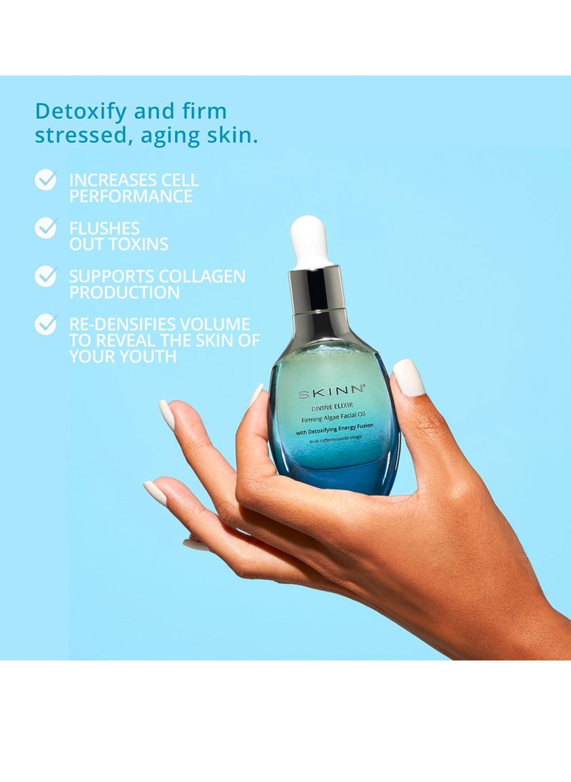 Skinn SKINN Firming Algae Oil, Anti Aging Facial Oil for Fine Lines and Wrinkles, 1oz - Lightweight Moisturizer for a Smooth, Glowing, & Healthy-Looking Skin - Hydrating Face Serum for Dry Skin Texture  - Image 2