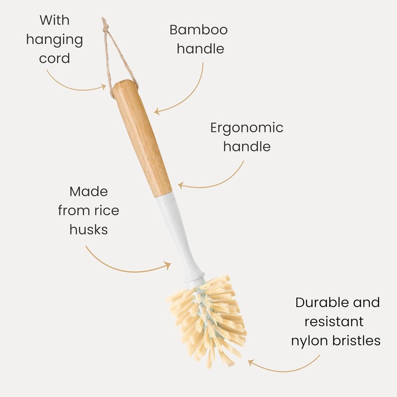 Vigar Zeroline 102 Long Bamboo Dish Brush Ideal Dish Brush for Cups Wine Glass Tumbler Blender Bottles and Glass Water Bottles for The Kitchen - Image 3