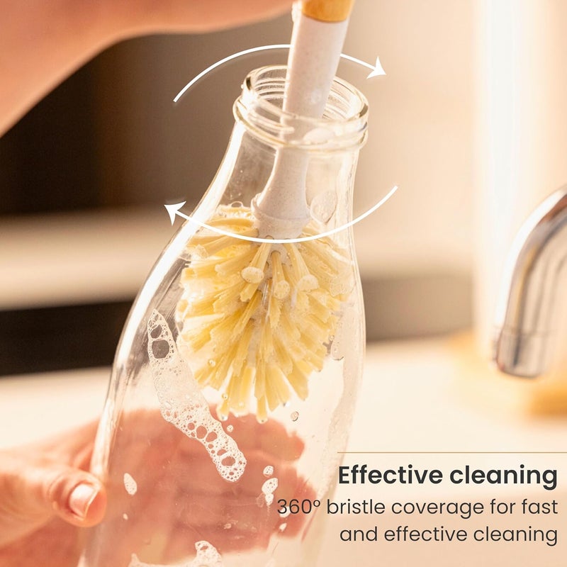 Vigar Zeroline 102 Long Bamboo Dish Brush Ideal Dish Brush for Cups Wine Glass Tumbler Blender Bottles and Glass Water Bottles for The Kitchen - Image 5