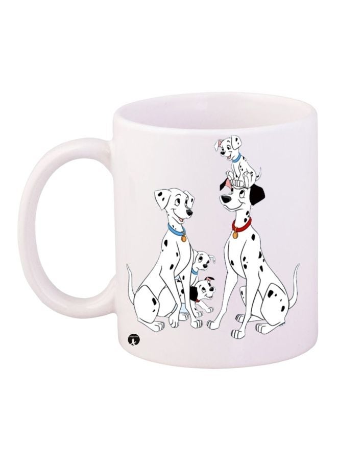 Dog Family Printed Coffee Mug White/Black/Red 11ounce
