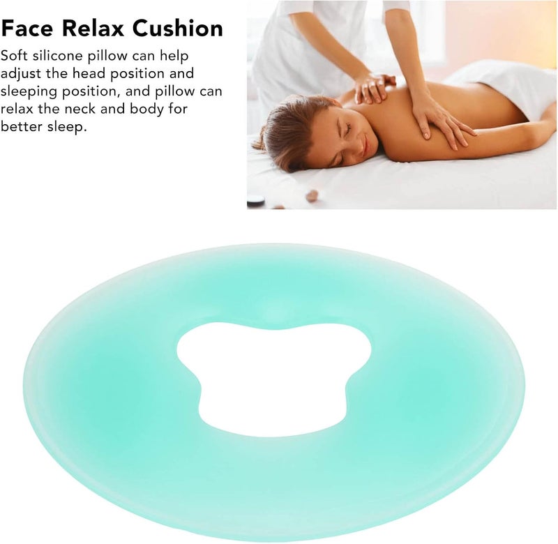 klarako Silicone Pillow, Soft Comfortable Skin Friendly Round Massage Face Pillow Skin Care Headrest Silicone Face Cushion for Beauty Salon (Blue) - Image 3