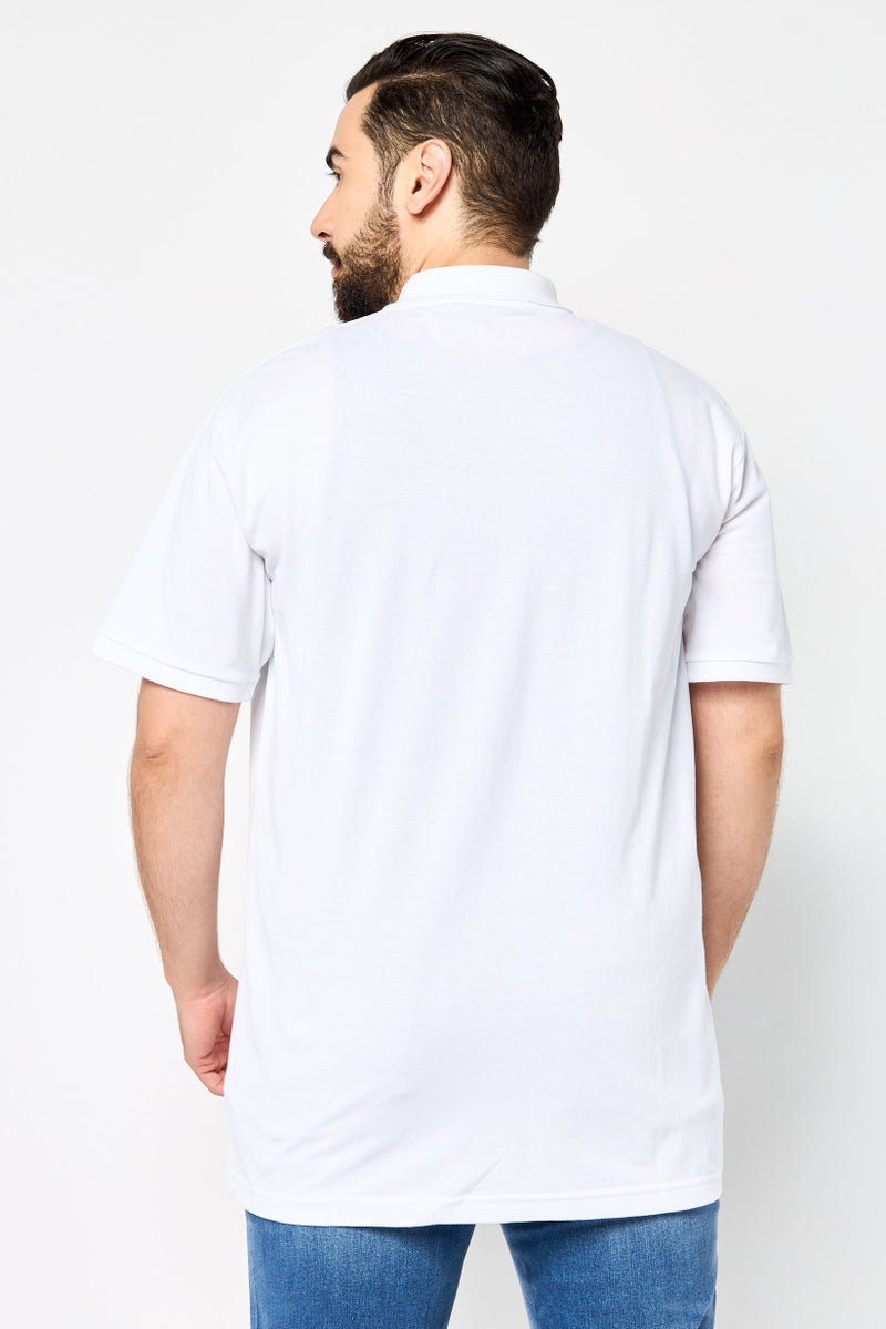 JOHN RICHMOND Men Regular Fit Brand Logo Short Sleeves Polo, White - Image 4