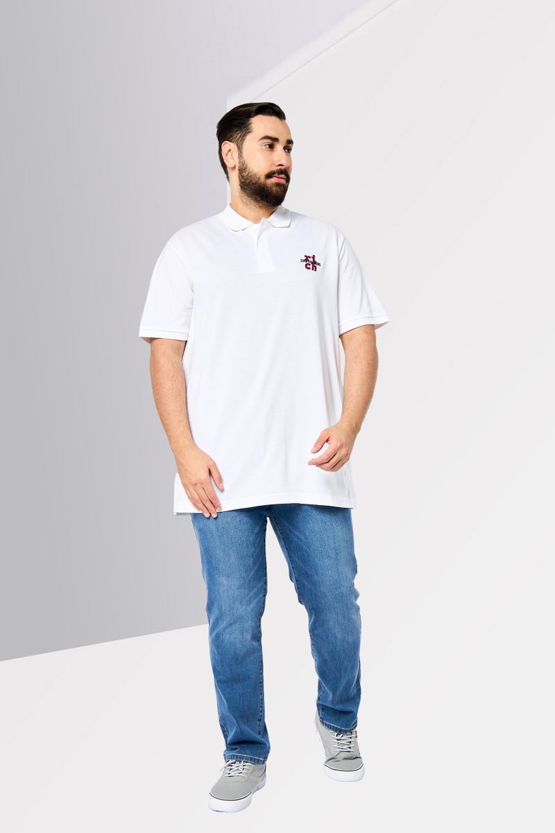 JOHN RICHMOND Men Regular Fit Brand Logo Short Sleeves Polo, White - Image 3