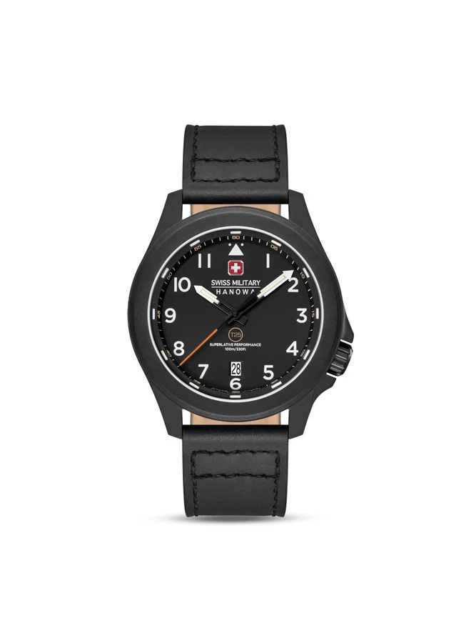 Fieldmaster Tritium Black Dial Leather Strap Analog Watch for Men, 42mm