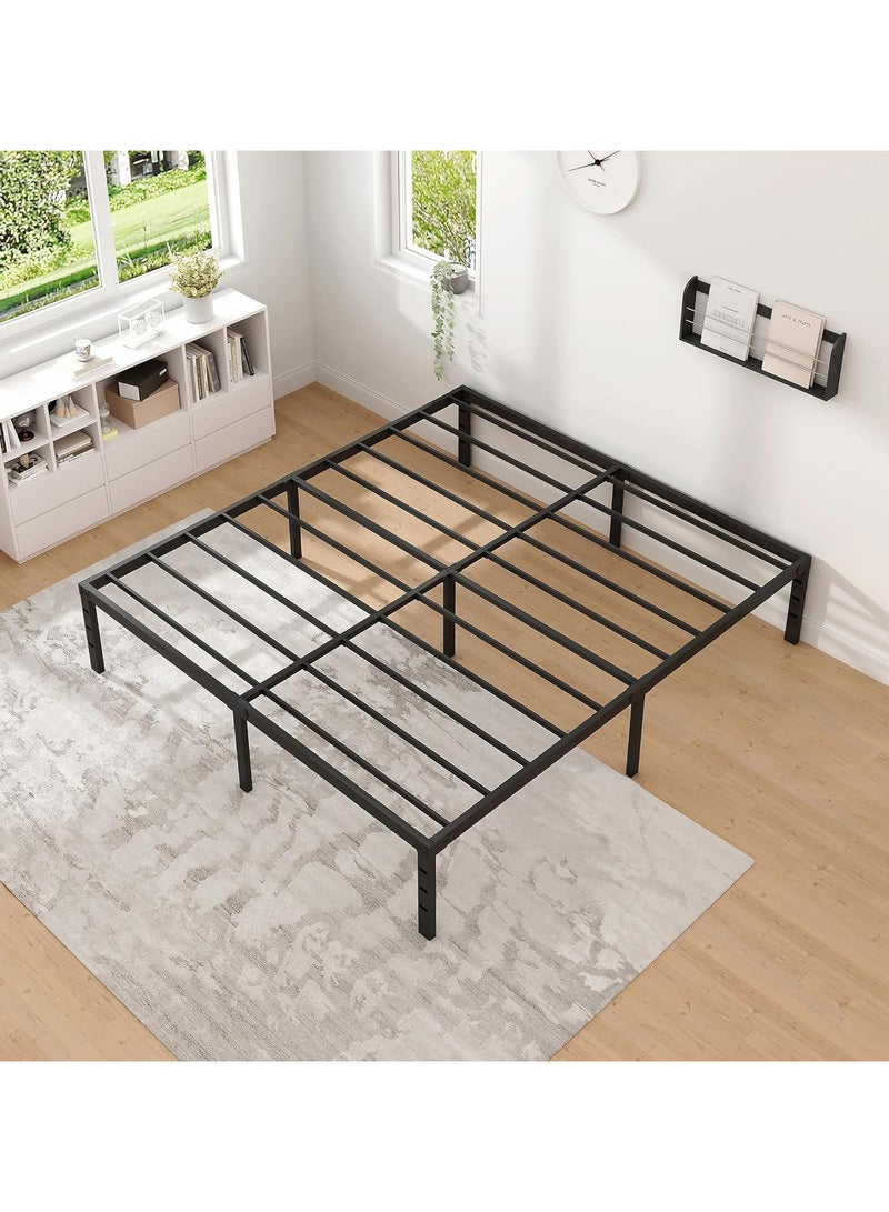 تشولوفز إطار سرير معدني كبير - ارتفاع 200 × 150 سم مع مساحة تخزين، لا حاجة إلى زنبرك صندوقي مع دعم شرائح فولاذية قوية، قاعدة مرتبة متينة شديدة التحمل، سهلة التجميع، لغرفة النوم - Image 1
