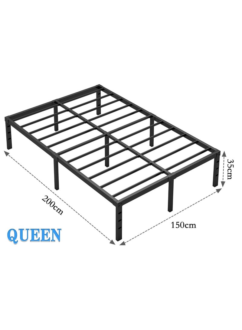 تشولوفز إطار سرير معدني كبير - ارتفاع 200 × 150 سم مع مساحة تخزين، لا حاجة إلى زنبرك صندوقي مع دعم شرائح فولاذية قوية، قاعدة مرتبة متينة شديدة التحمل، سهلة التجميع، لغرفة النوم - Image 2