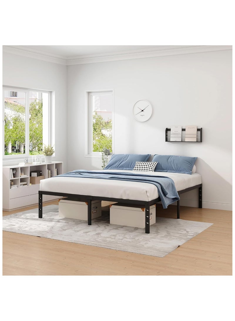 تشولوفز إطار سرير معدني كبير - ارتفاع 200 × 150 سم مع مساحة تخزين، لا حاجة إلى زنبرك صندوقي مع دعم شرائح فولاذية قوية، قاعدة مرتبة متينة شديدة التحمل، سهلة التجميع، لغرفة النوم - Image 3