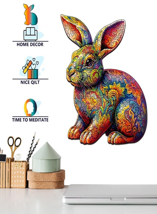 Foyucool Wooden Puzzles for Adults, Unique Puzzles for Adults, Irregular Animal Shaped Wooden Jigsaw Puzzles, Creative Birthday Gift, 11.8 x 9.1 inch, Rabbit - Image 4