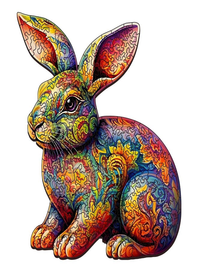 Foyucool Wooden Puzzles for Adults, Unique Puzzles for Adults, Irregular Animal Shaped Wooden Jigsaw Puzzles, Creative Birthday Gift, 11.8 x 9.1 inch, Rabbit - Image 1