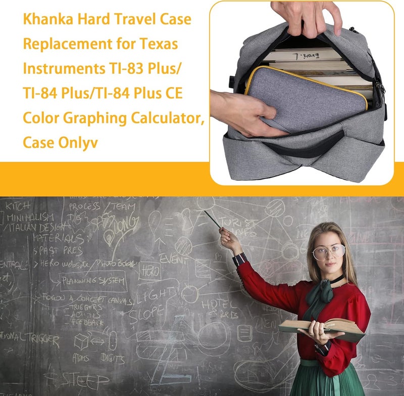 Khanka Stroage Case for Texas Instruments TI - 84 Python/TI-83 Plus/TI-84 Plus/TI-84 Plus CE Color Graphing Calculator, Case Only(Black, Orange) - Image 3