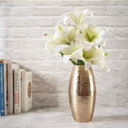 TRENDING DECOR Hammered Gold Metal Round Floor Vase Tall Decorative Vase for Living Room/Home Decor- 18 inch - Image 1