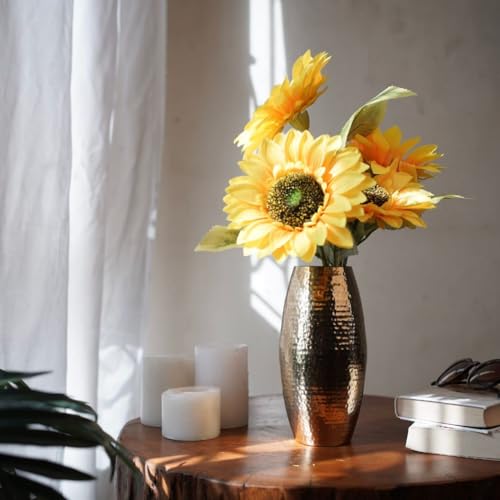 TRENDING DECOR Hammered Gold Metal Round Floor Vase Tall Decorative Vase for Living Room/Home Decor- 18 inch - Image 2