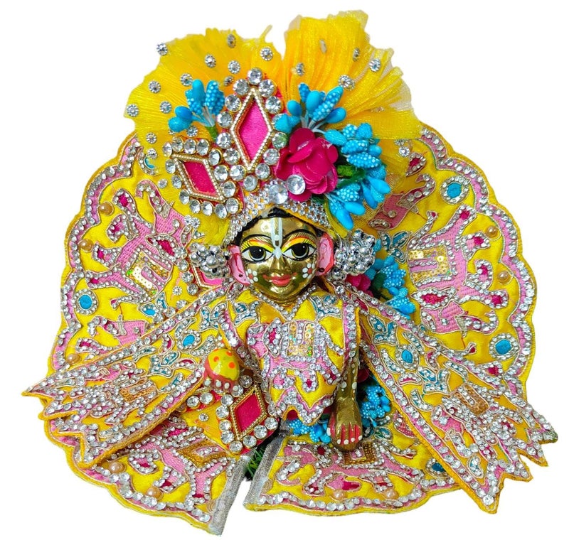 Partish Laddu Gopal Heavy Janamashtmi Dress Size 4 l Ladoo Gopal Dress l Kanha Ji Poshak Size 1 2 4 5 6 (Q) - Image 2