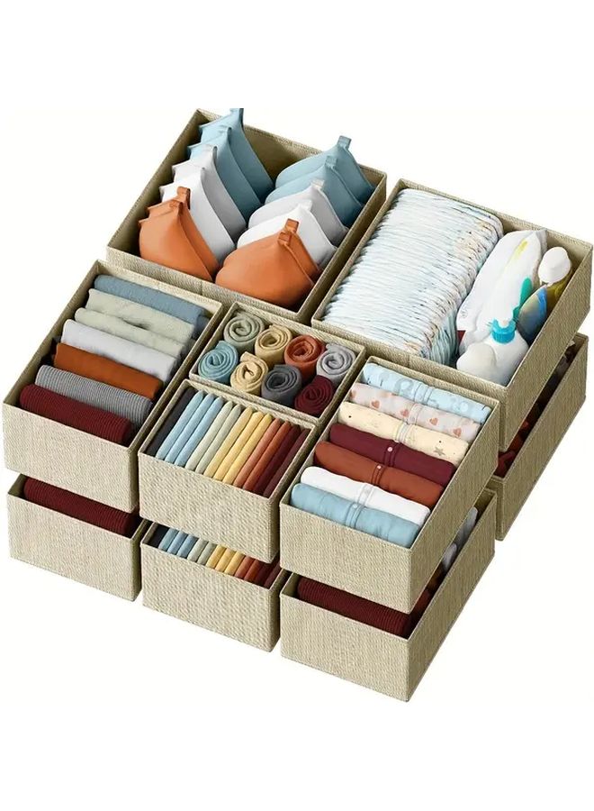 Gray 6 Pcs Non Woven Fabric Drawer Organizer Bins Hand Washable Storage for Clothes - Image 1
