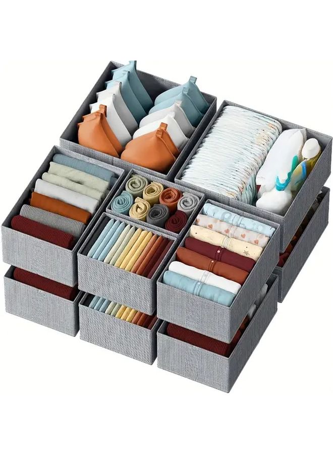Gray 6 Pcs Non Woven Fabric Drawer Organizer Bins Hand Washable Storage for Clothes - Image 5