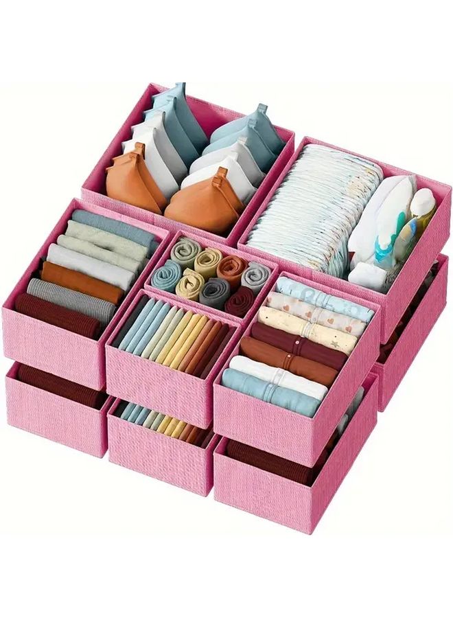 Gray 6 Pcs Non Woven Fabric Drawer Organizer Bins Hand Washable Storage for Clothes - Image 3
