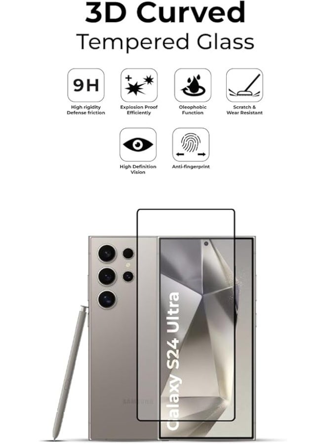 جلاسولوجي Screen Protector for Samsung Galaxy S24 Ultra, Full Coverage, 9H Tempered Glass, HD Clarity, Fingerprint ID Compatible - Image 3