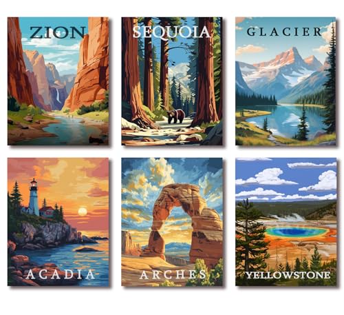 Tiwabb 6 Pack National Park Diamond Art Kits for Adults BeginnersDiamond Painting Kits for Adults5D Full Drill DIY Diamond Dot Gem Art Kit Wall Home Decor Arts Craft 12x16 inch - Image 1