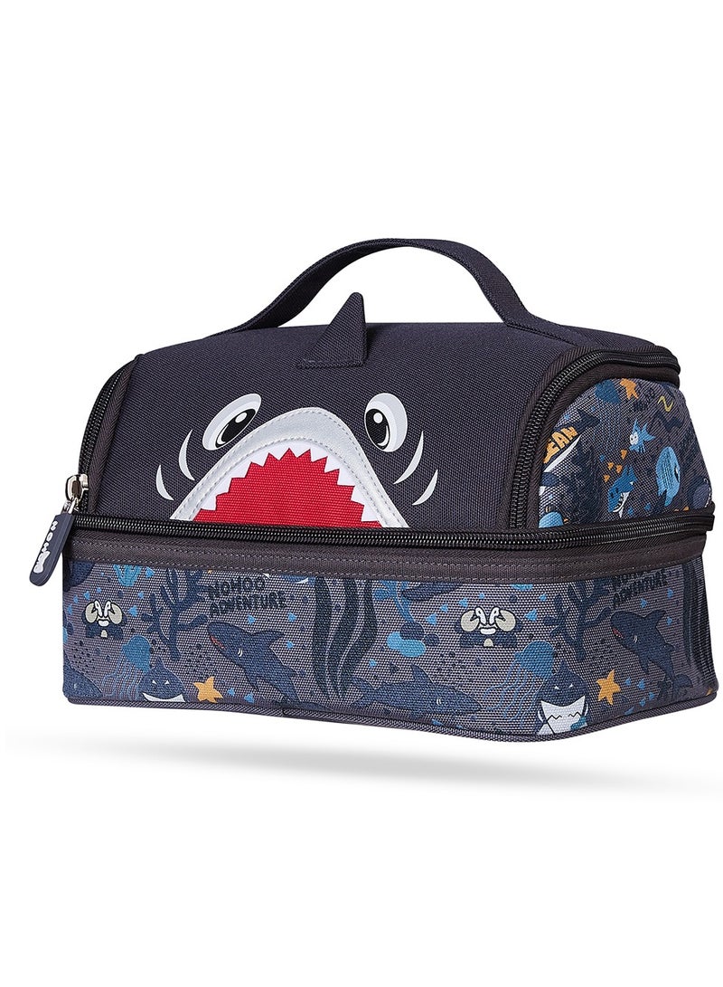 Nohoo Kids 16 Inch School Bag With Lunch Bag And Pencil Case (Set Of 3) Shark - Grey - Image 3