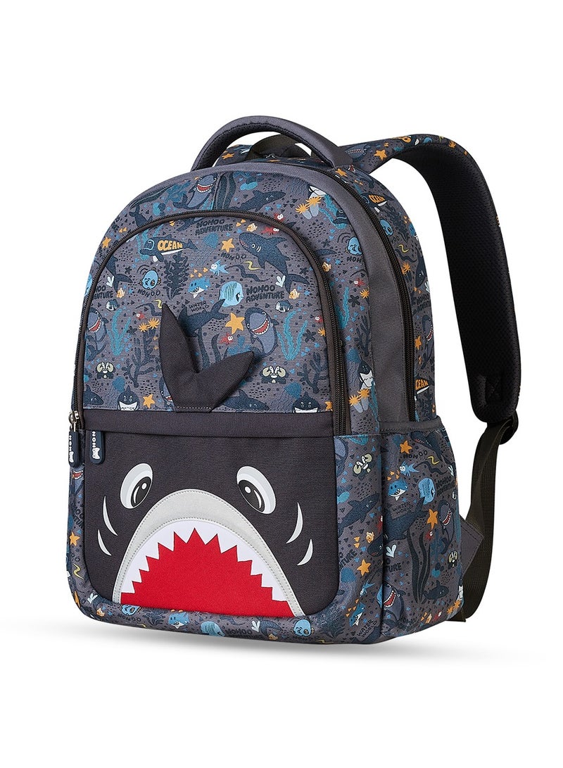 Nohoo Kids 16 Inch School Bag With Lunch Bag And Pencil Case (Set Of 3) Shark - Grey - Image 2