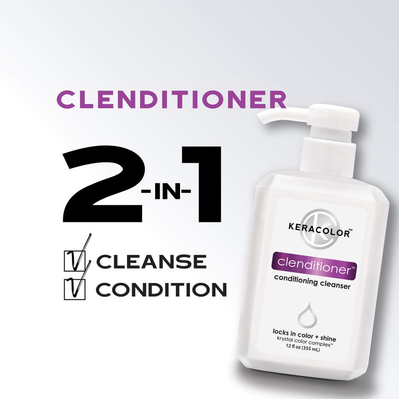KERACOLOR Clenditioner Cleansing Conditioner Color Safe Prevents Fade - Replaces Your Shampoo, Keratin Infused, 33.8 Fl Oz - Image 3