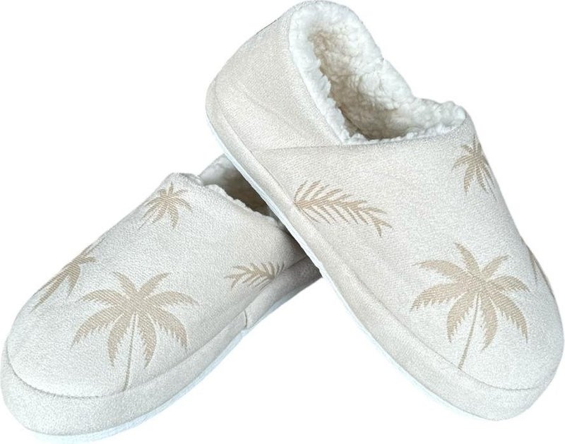 Liger Ultra Light Palm Patterned Wool Home Shoes Women's Slippers White - Image 3
