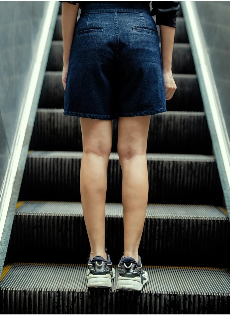 Salt Attire Women's Madonna Indigo Blue Wrap Front Skort - Stylish High-Waist Skirt-Shorts Hybrid for Versatile Casual and Office Wear, Comfortable Fit, Premium Fabric Qualityy  - Image 2