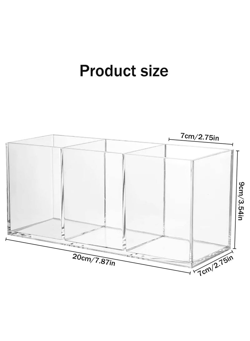 TPGP Makeup Brush Holder – Clear Acrylic Makeup Organizer with 3 Compartments, Cosmetic Storage Container for Brushes, Eyeliner, Lipstick, and Makeup Essentials - Image 5