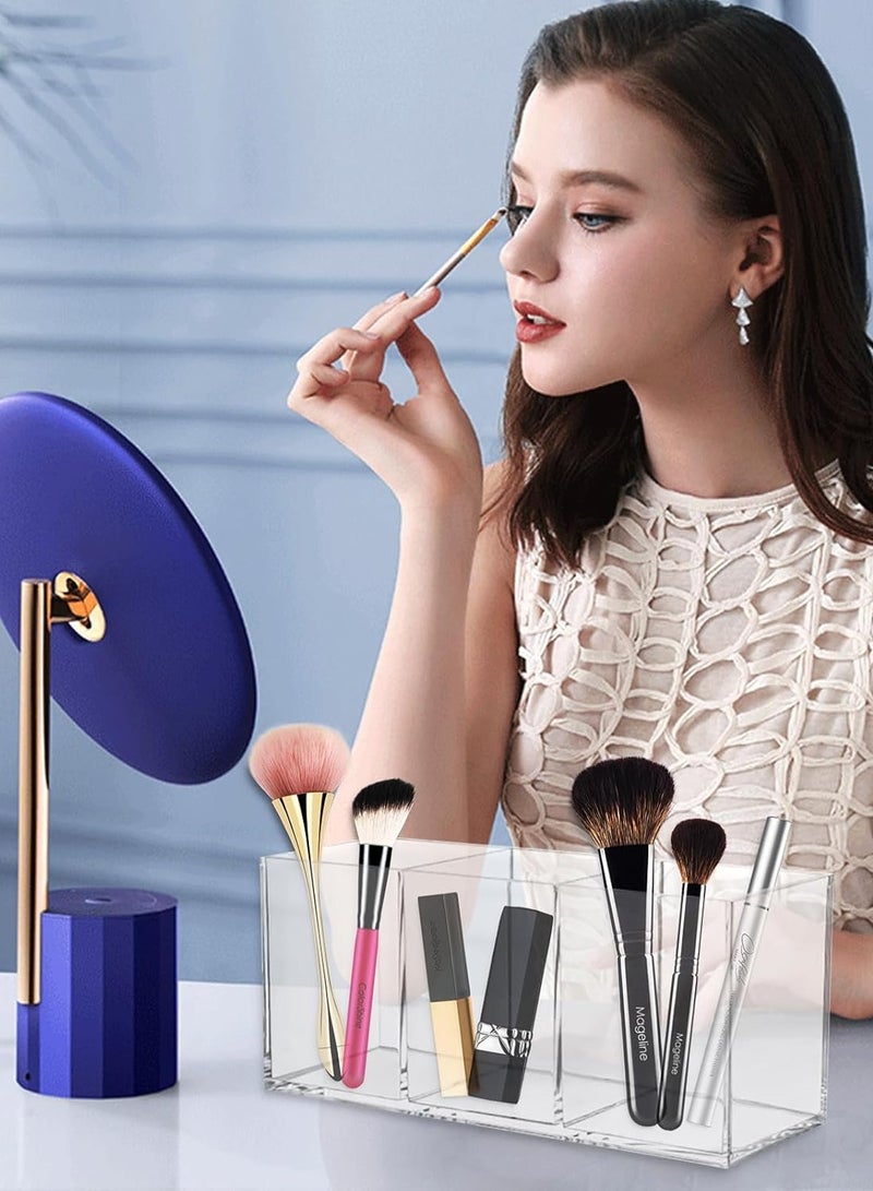 TPGP Makeup Brush Holder – Clear Acrylic Makeup Organizer with 3 Compartments, Cosmetic Storage Container for Brushes, Eyeliner, Lipstick, and Makeup Essentials - Image 4