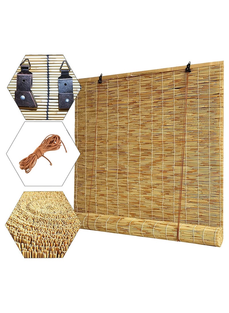 LINGWEI Bamboo Roller Blinds Vintage Bamboo Roll Up Window Blind Indoor Outdoor Roman Window Shades Roll  - Image 1