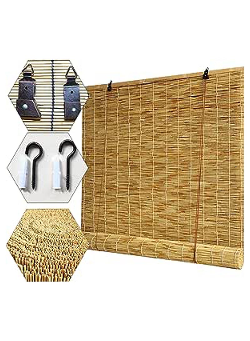 LINGWEI Bamboo Roller Blinds Vintage Bamboo Roll Up Window Blind Indoor Outdoor Roman Window Shades Roll  - Image 2