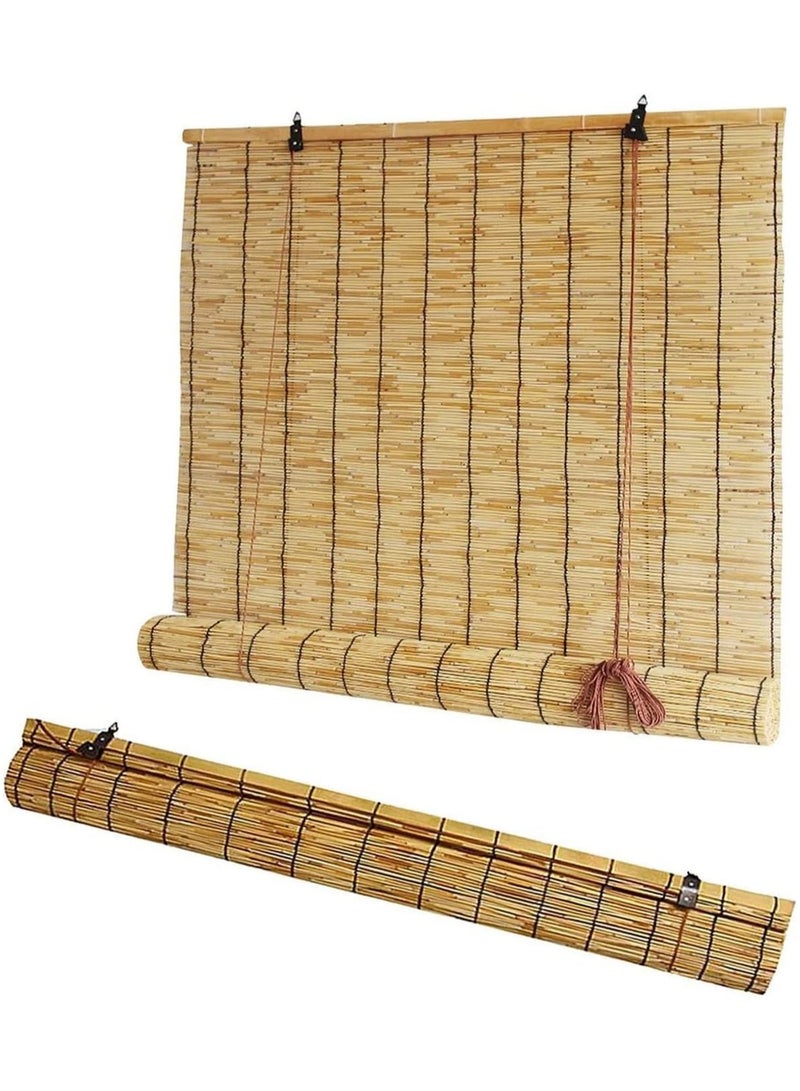 LINGWEI Bamboo Roller Blinds Vintage Bamboo Roll Up Window Blind Indoor Outdoor Roman Window Shades Roll  - Image 3