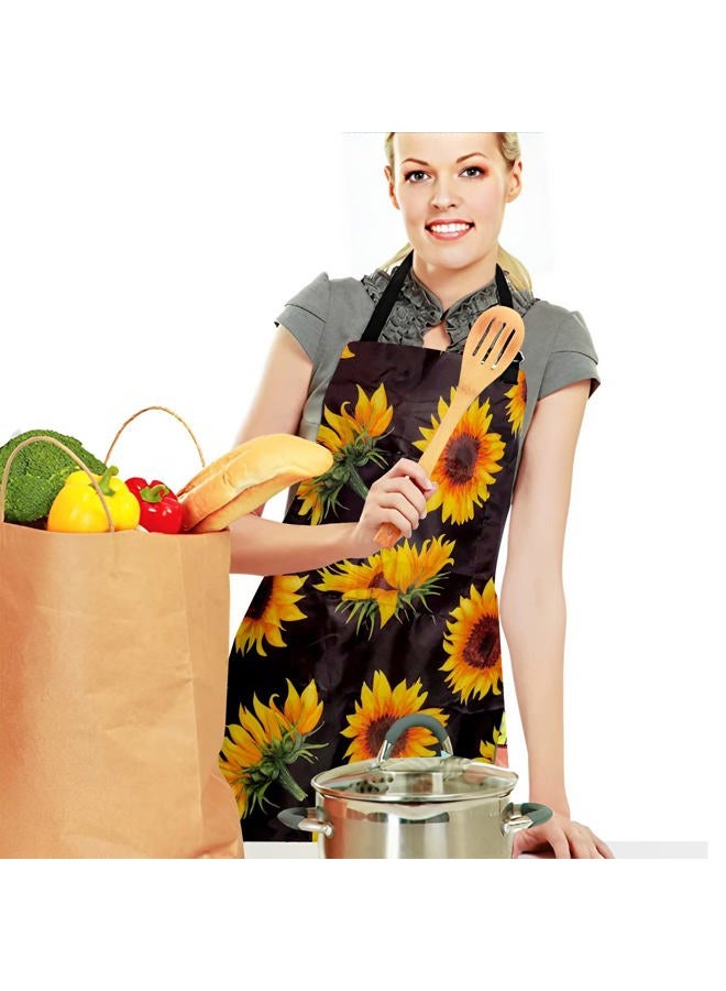 Sosolong Adjustable Waterproof Apron Bib Apron with 2 Pockets Cooking Kitchen Aprons for Women Men Chef, Adult Gifts…, Sunflowers, 27.5"*35.4" - Image 4