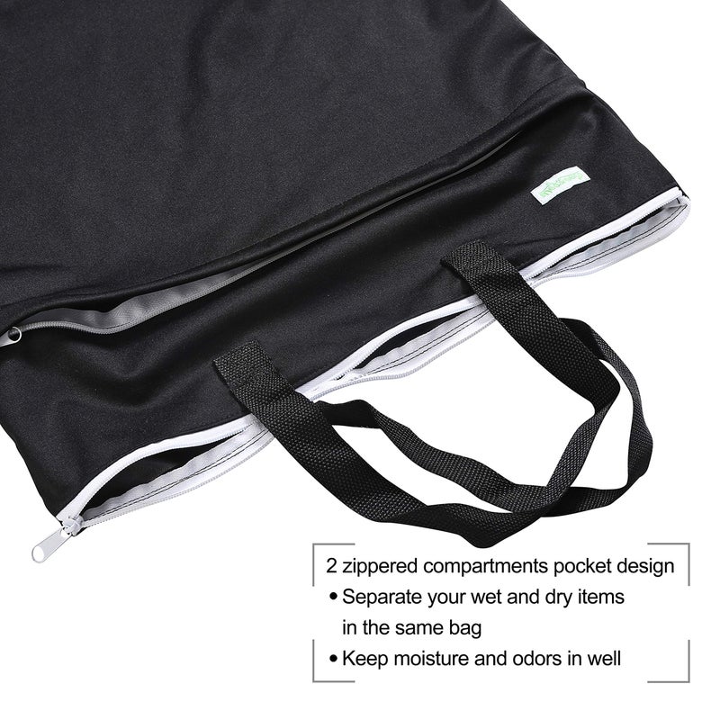 wegreeco Large Reusable Hanging Wet Dry Cloth Diaper Bag (Black) - Image 5
