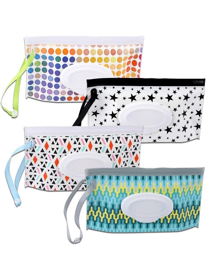 FEBSNOW 4 Pack Baby Wipe Dispenser, Portable Wet Wipe Holder Container, Reusable Wipes Dispenser Cases, Lightweight Travel Wet Wipe Pouch - Image 1