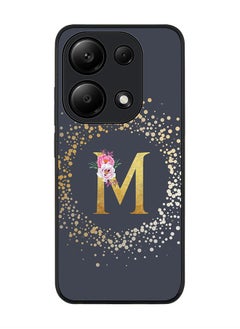 Stylizedd Rugged Case for Xiaomi Redmi Note 13 Pro 4G / Xiaomi Poco M6 Pro 4G Cover- Custom Monogram Initial Letter Floral Pattern Alphabet- M(Grey)  - Image 1
